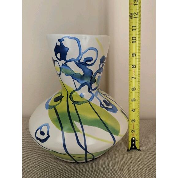 Anthropologie Vase "A Sunday Painter" Bernice Kelly Layla Green Blue Abstract - Picture 8 of 8